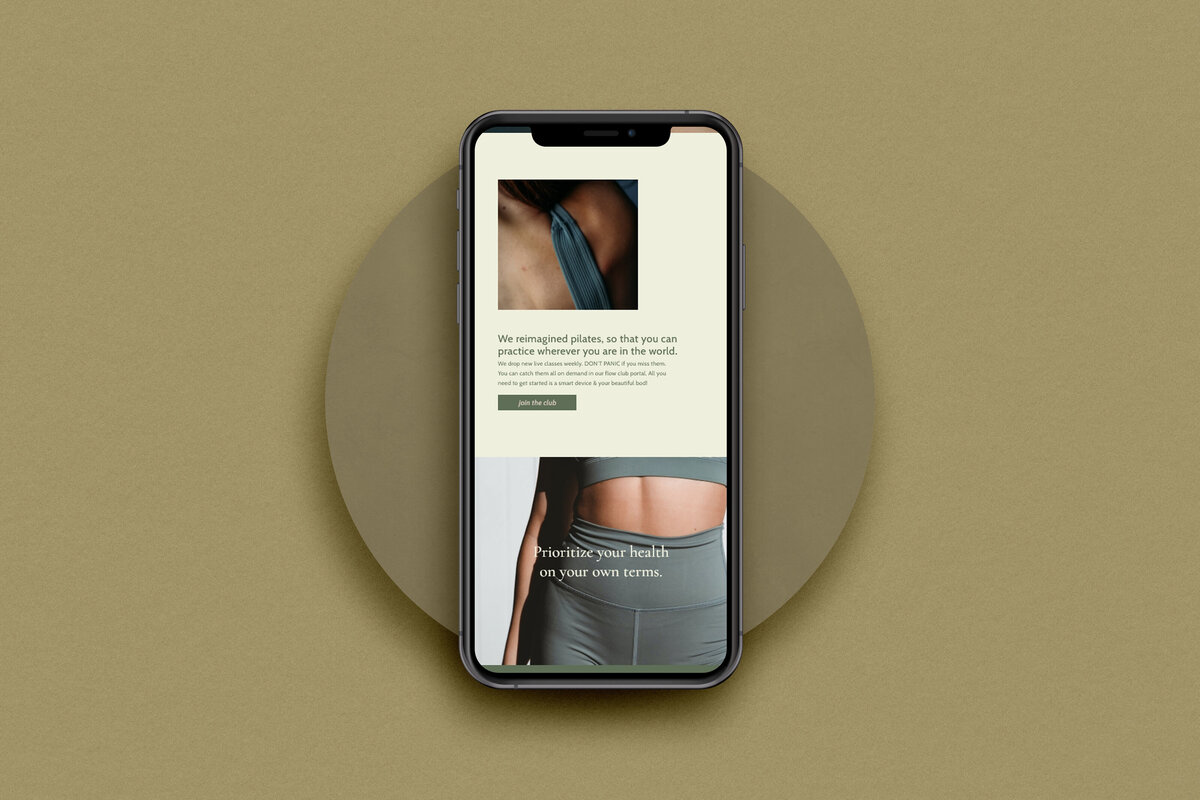 Home page fitness website design for mobile