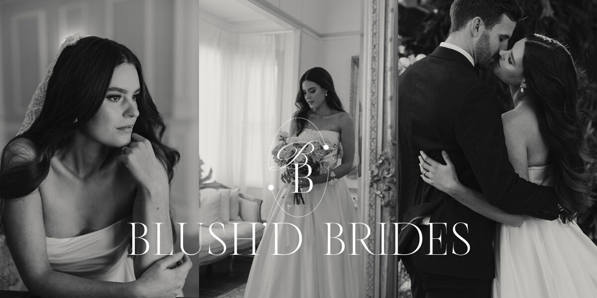 Gabbinbar images of bride & groom, soft waves & neutral glam makeup
