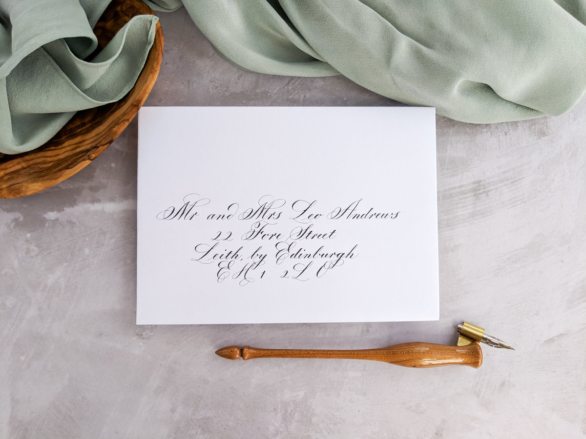 Copperplate envelope calligraphy