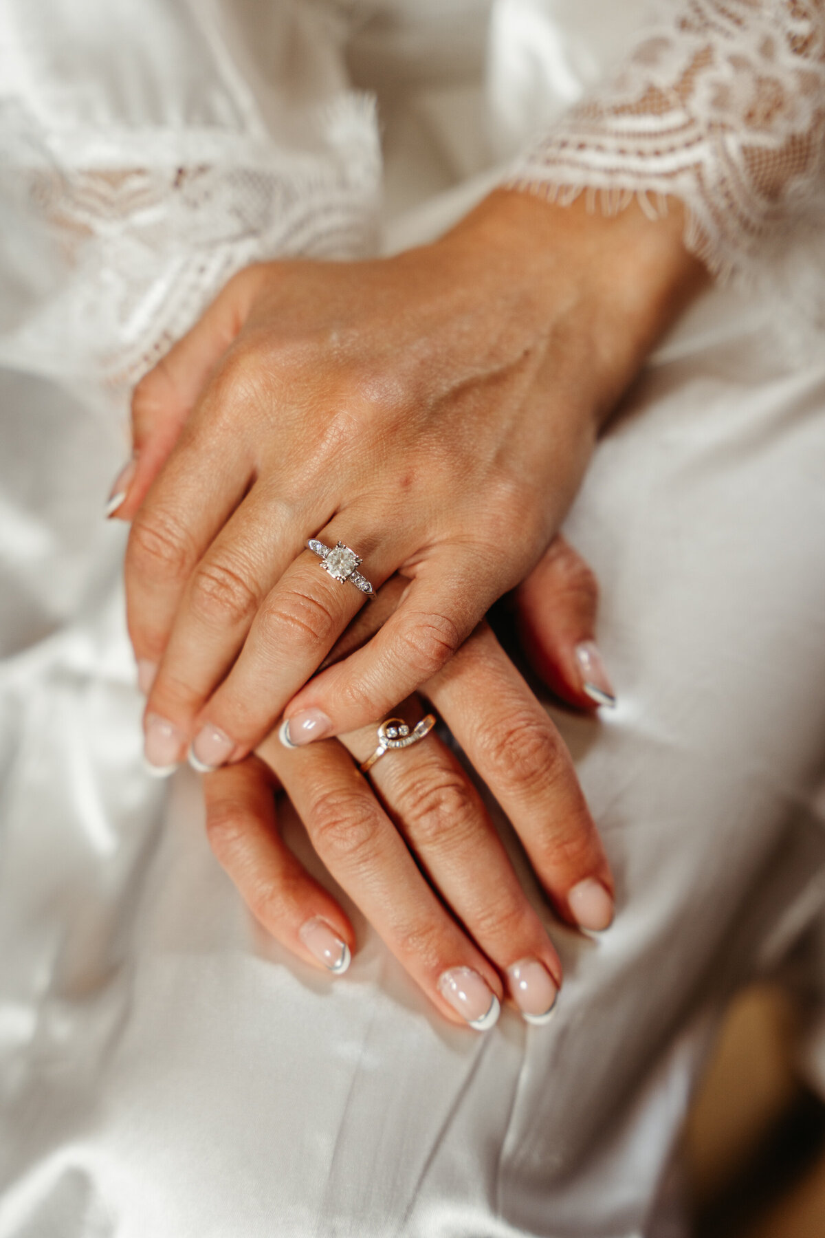Bride’s rings and jewelry close up