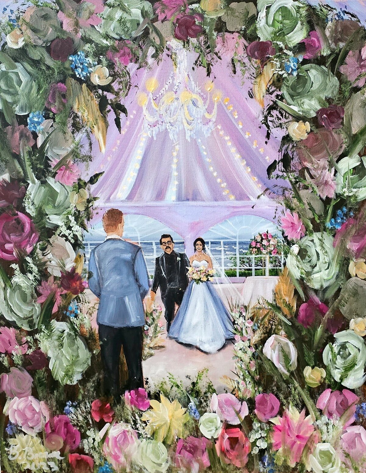 Floral Filled Live Wedding Painting from Herrington on the Bay
