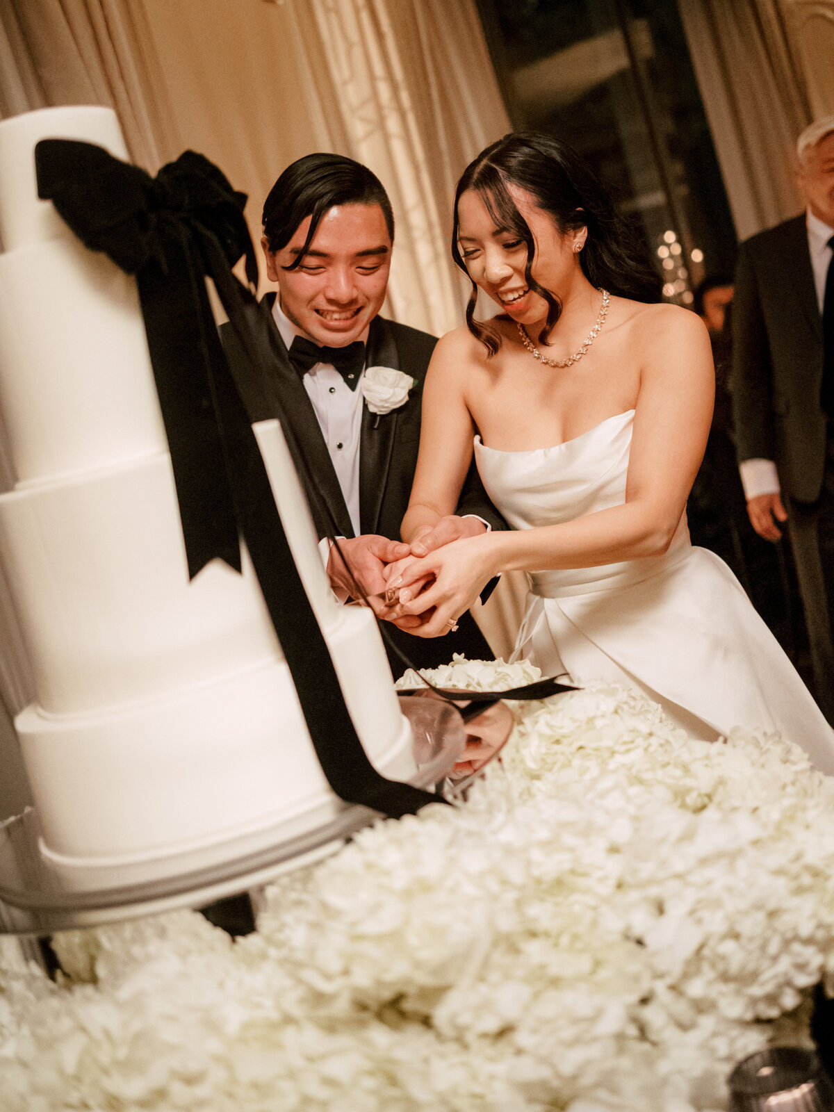 A photo of the couple during their wedding reception at the Hotel Zaza wedding in Houston.
