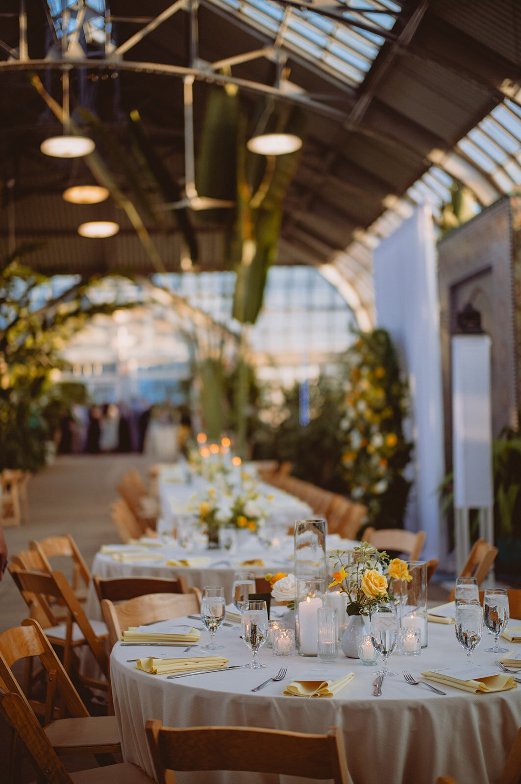 butter yellow wedding reception garden-style