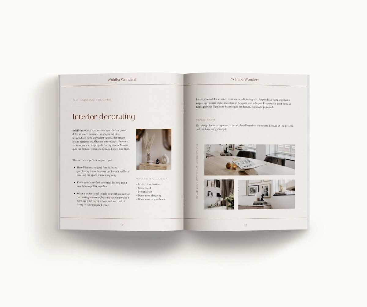 Minimal pricing guide template for interior designers Wahiba Wonders 8