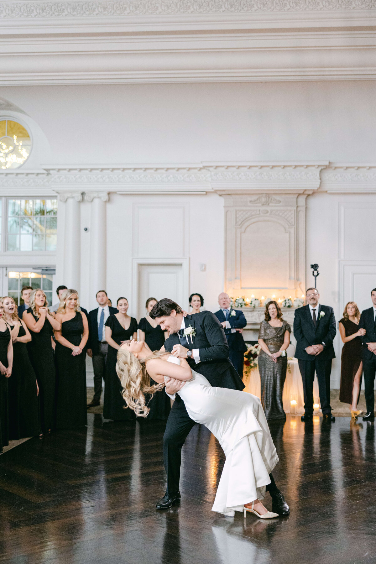 bride and groom dancing at park chateau wedding reception