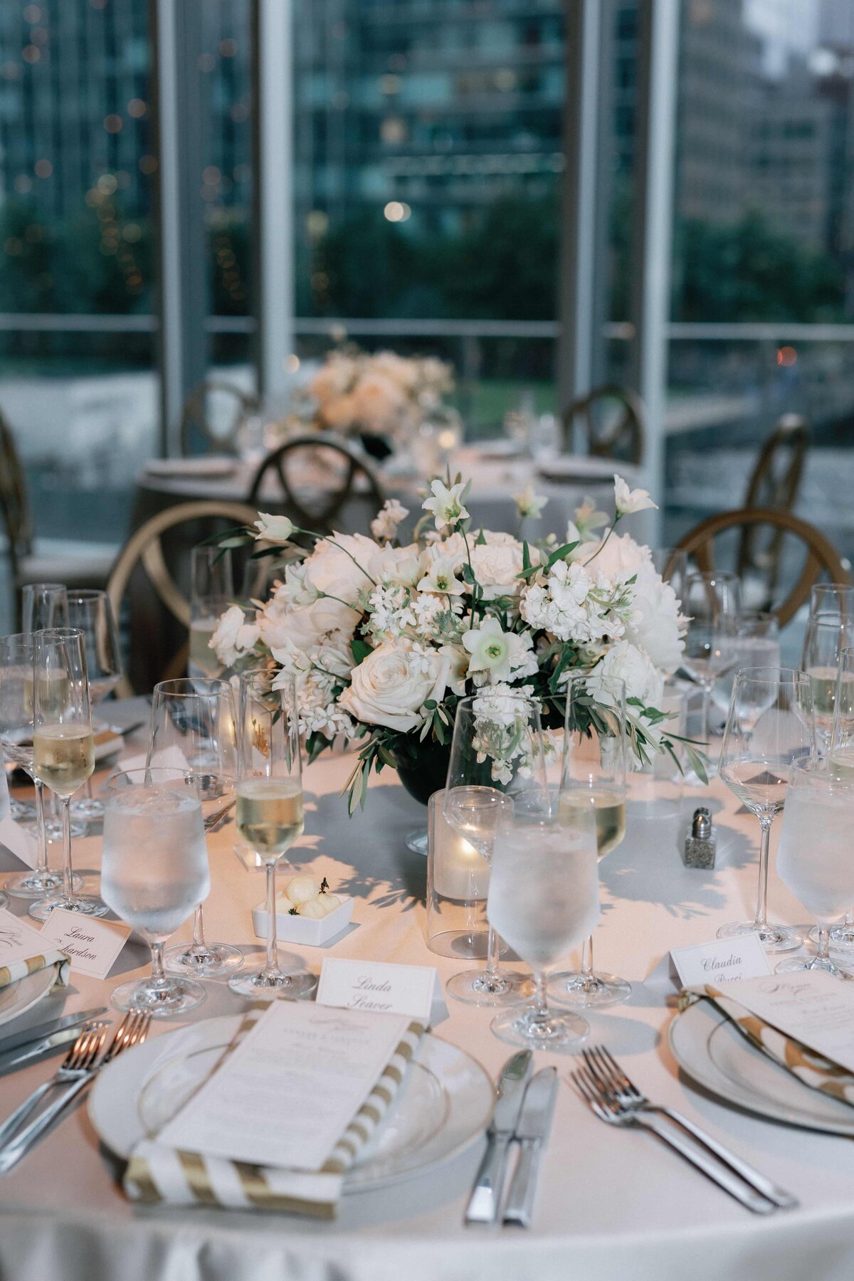 White Wedding Centerpieces with Roses