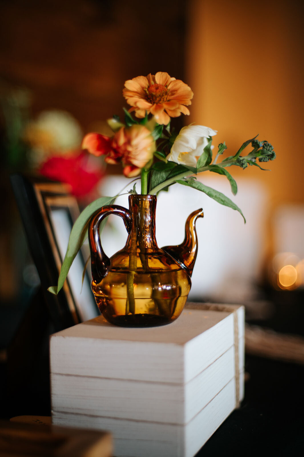wedding antique centerpiece glass with carnations mountain top inn
