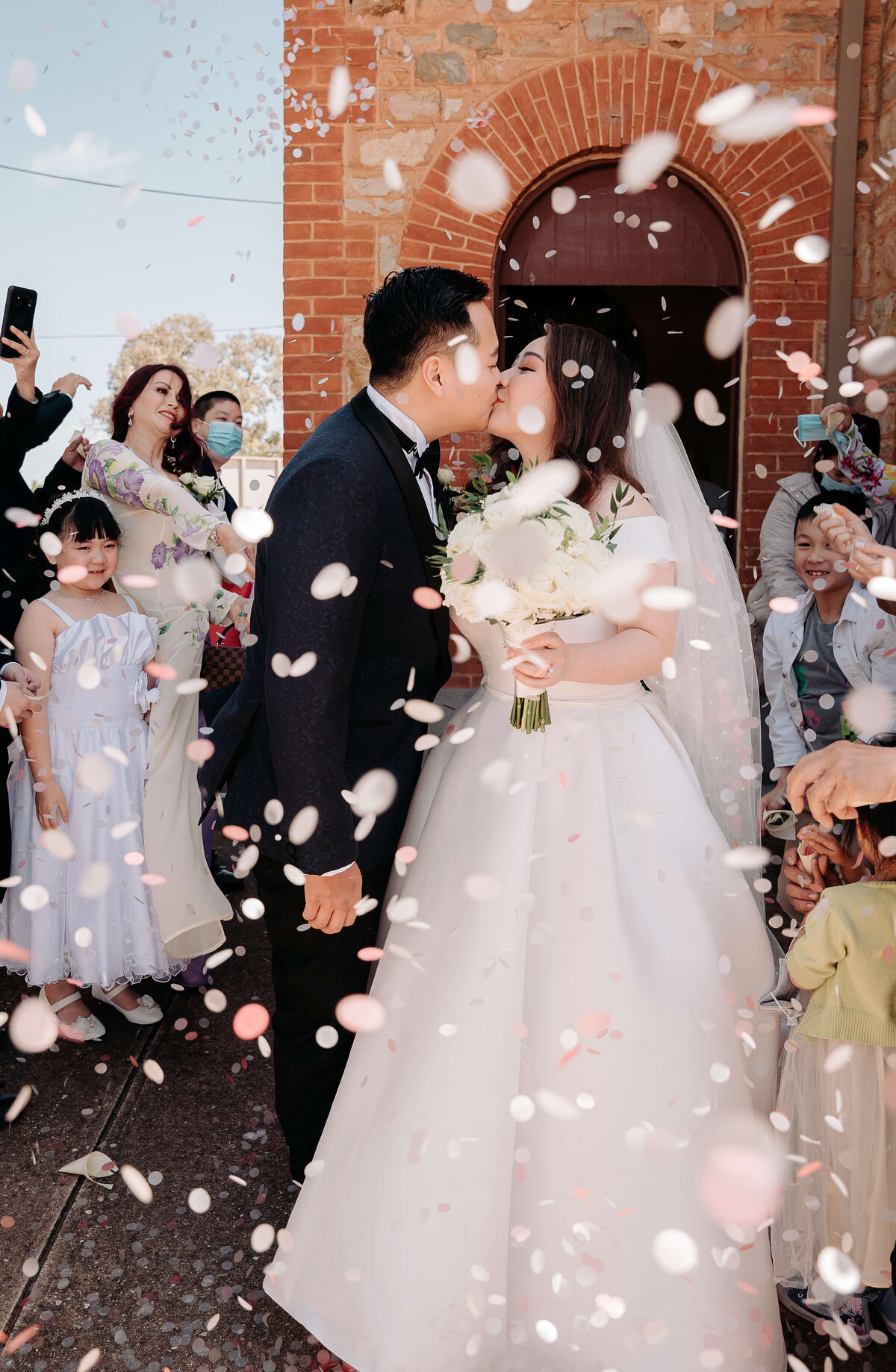 confetti toss at wedding in adelaide city