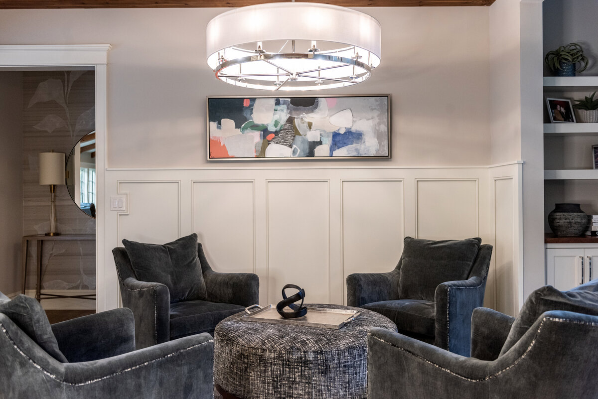 Light fixture over sitting area