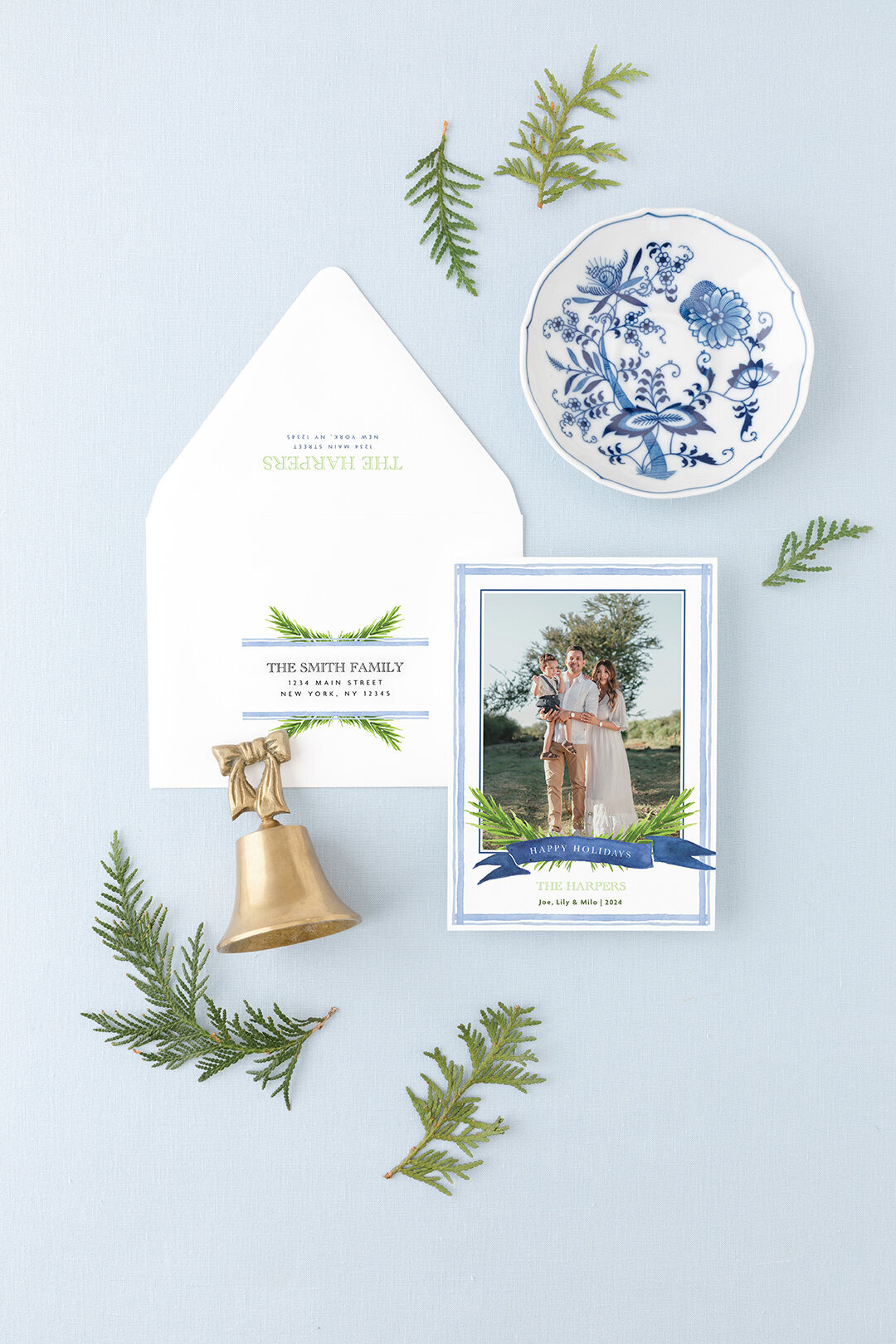 Blue Christmas Mockup Collection - pine garland