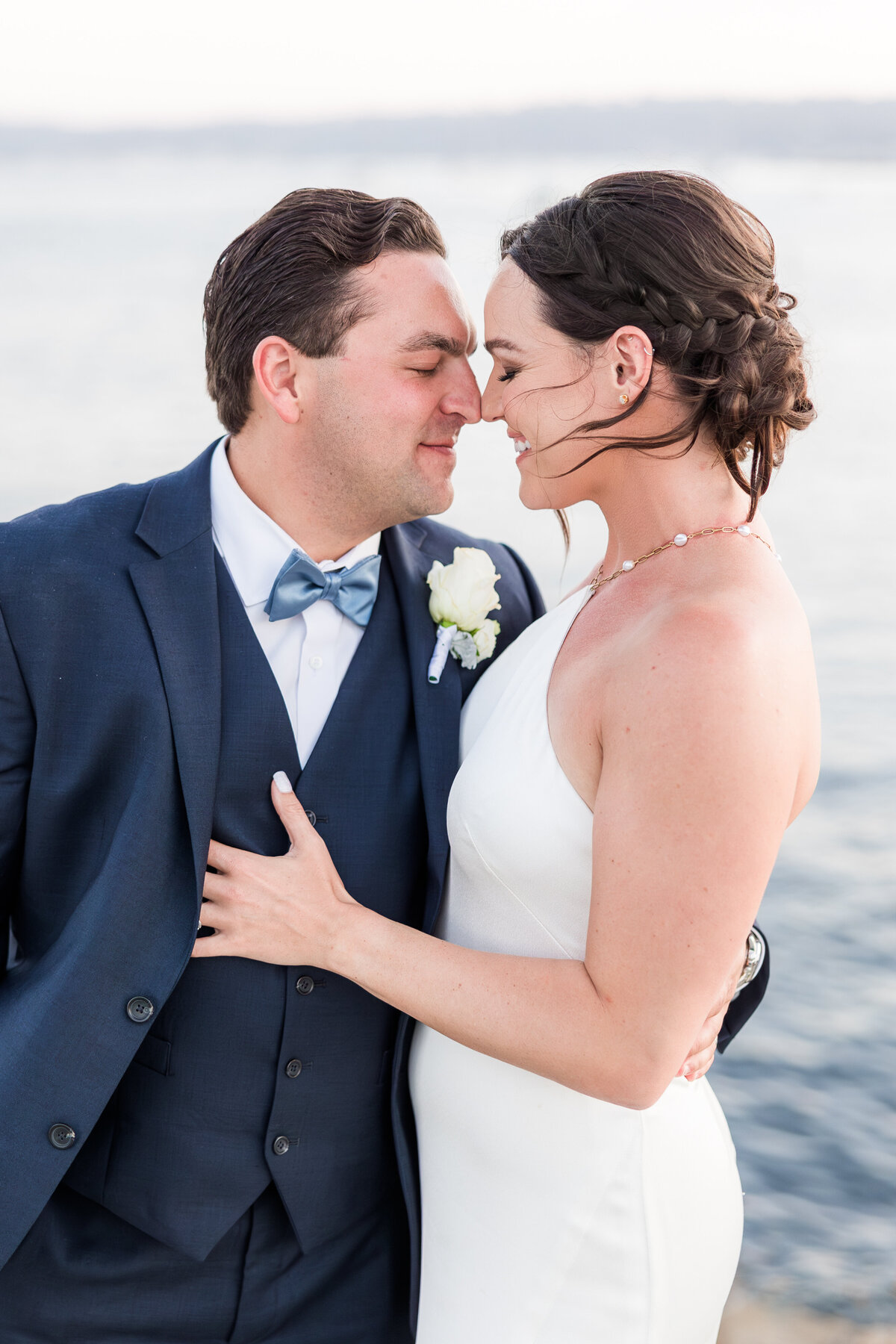 bride and groom by San Diego Bay