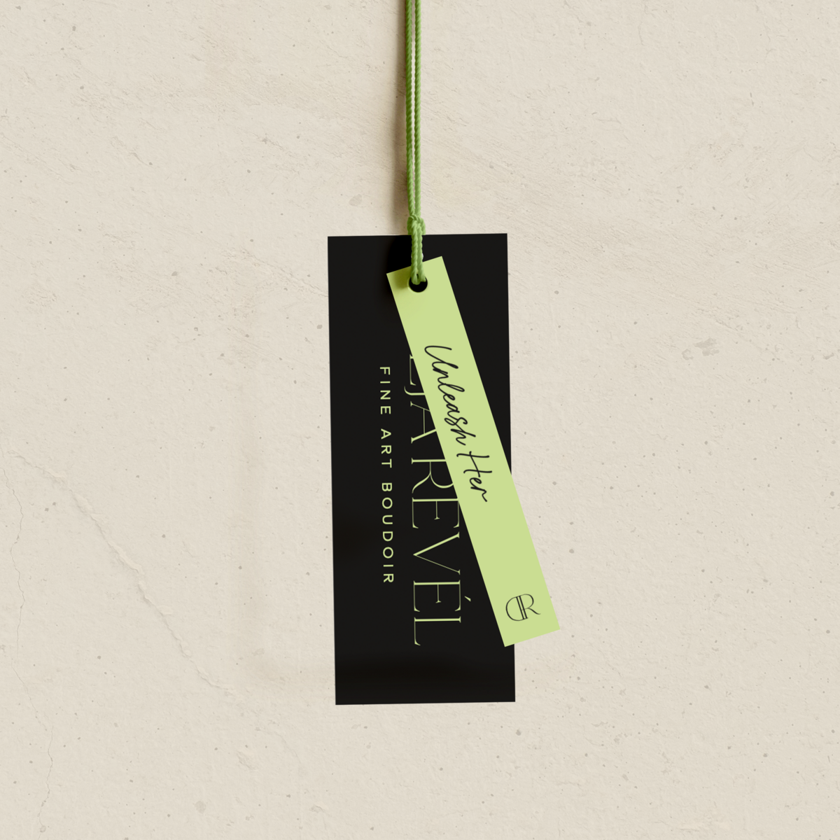 Deja Revel new hang tag - brand design for boudoir photographer