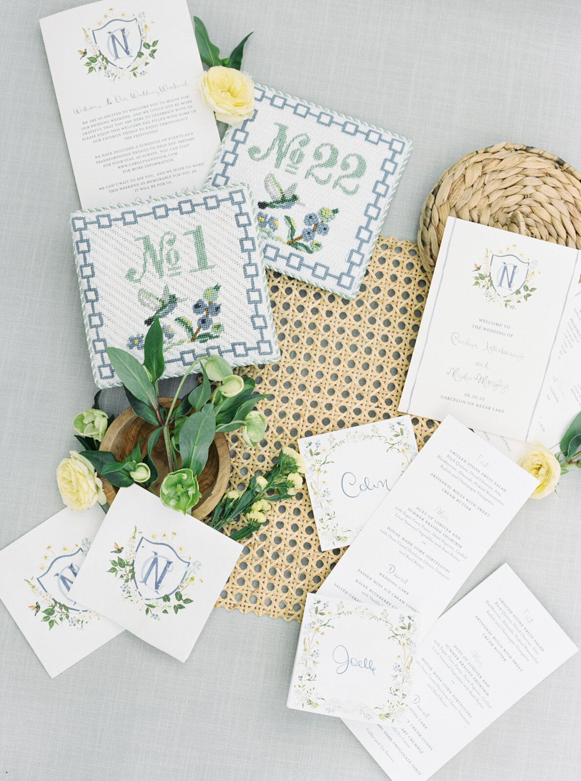 Immersive and Luxury Private Estate and Tented Wedding with Blue, Green and White Color Palette-19