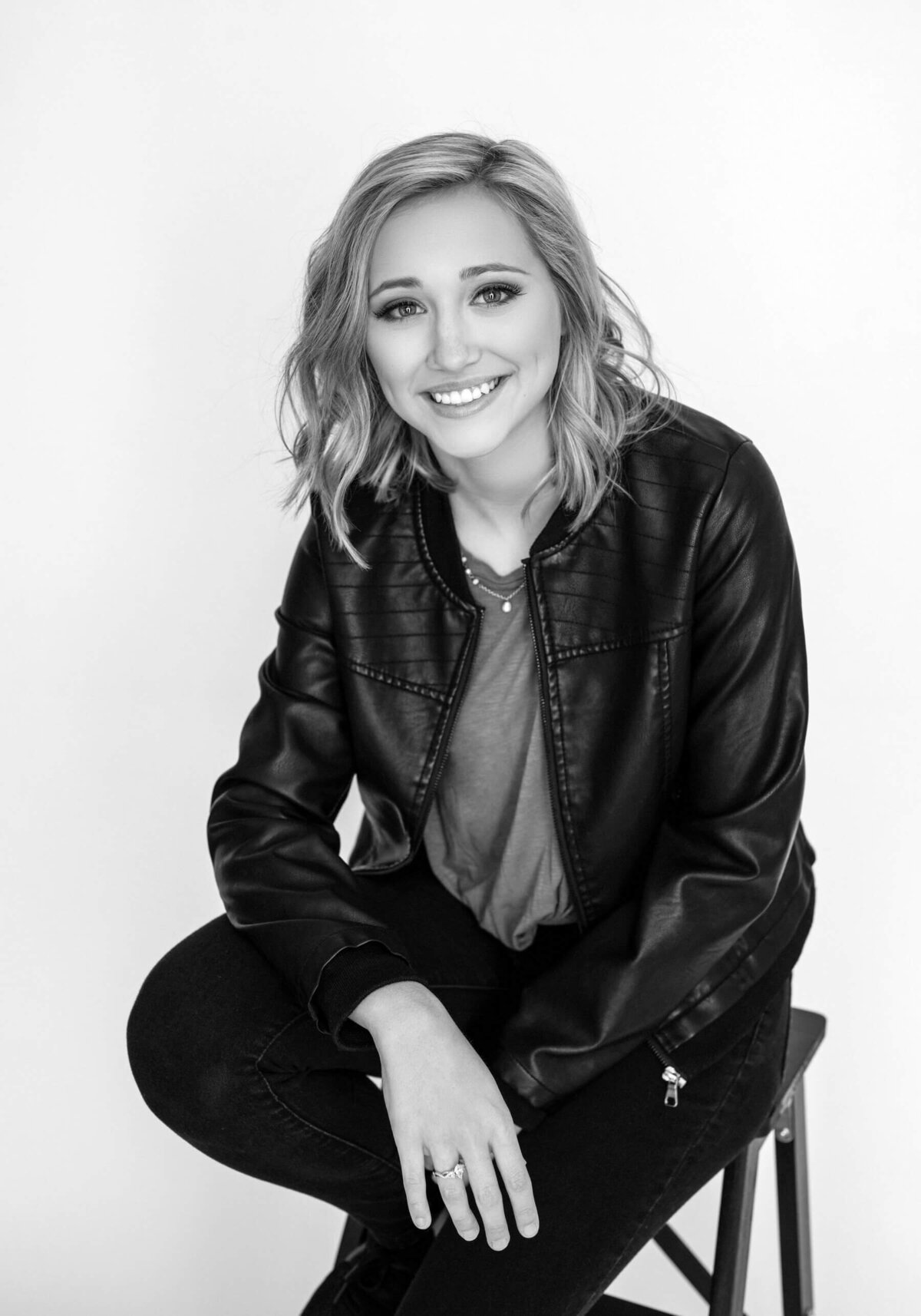 Classic senior portrait in black and white