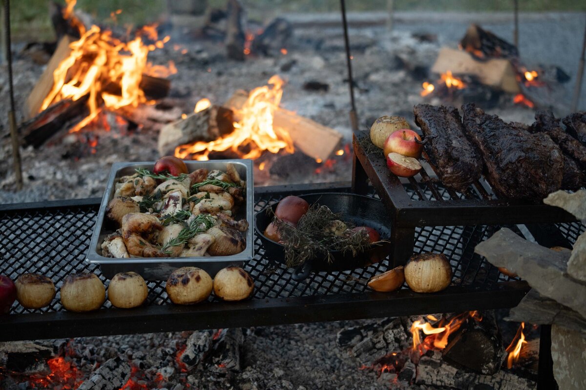 chicken over fire
