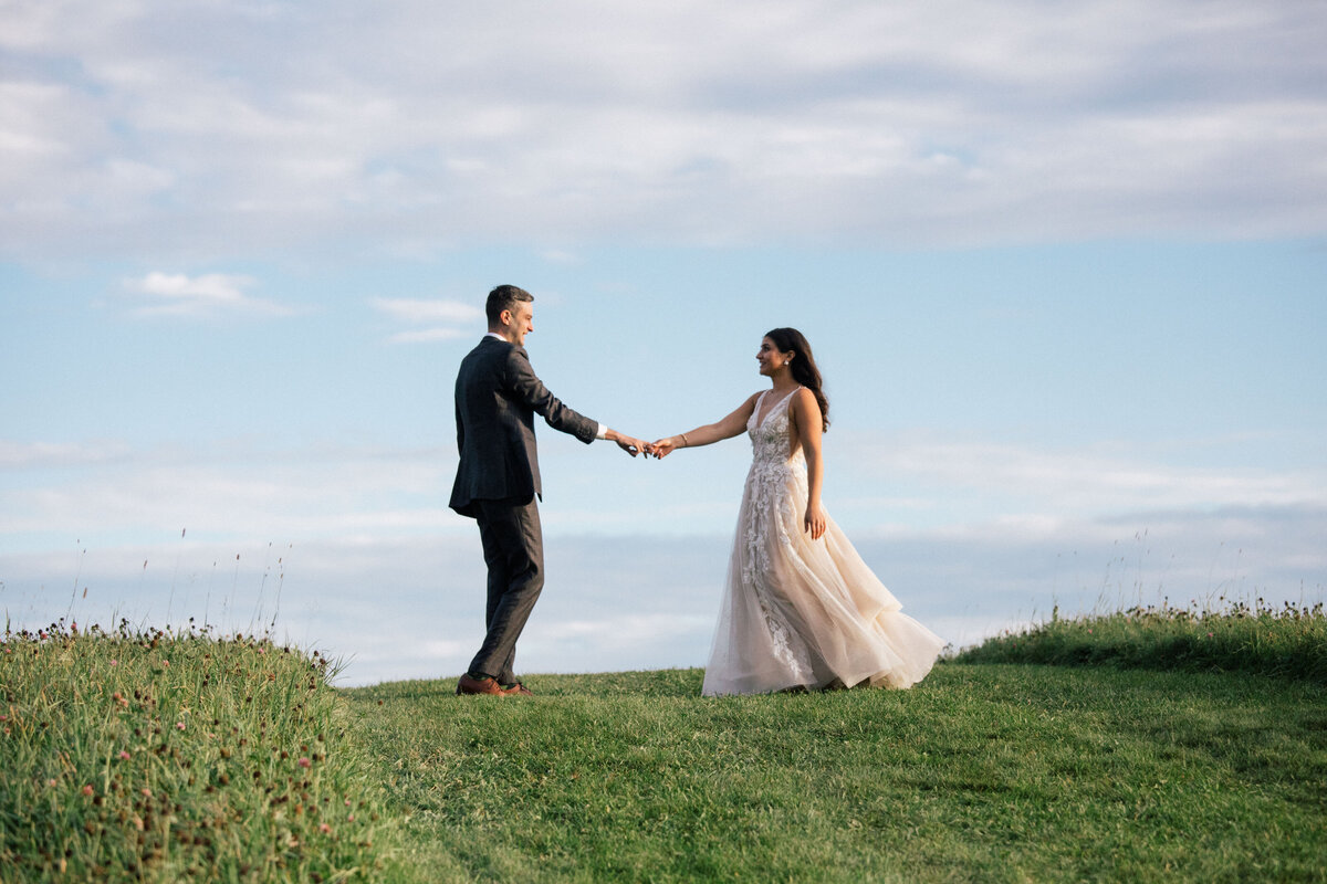 Bride and groom portraits at East Burke, Vermont