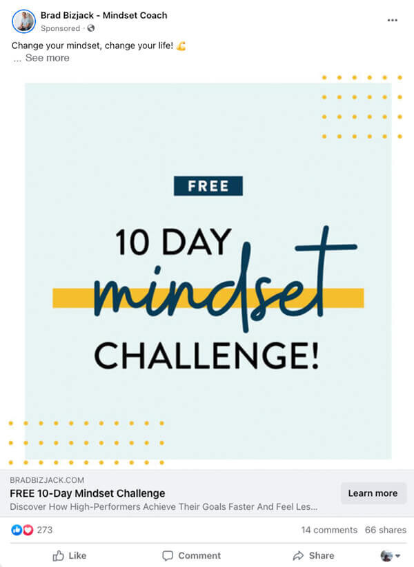 Ad for 10 Day Mindset Challenge