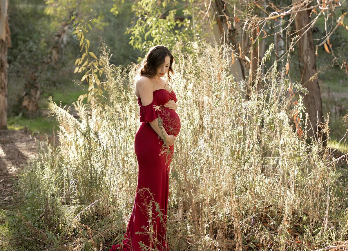 PREGNANT WOMAN POSING IN TALL GRASS