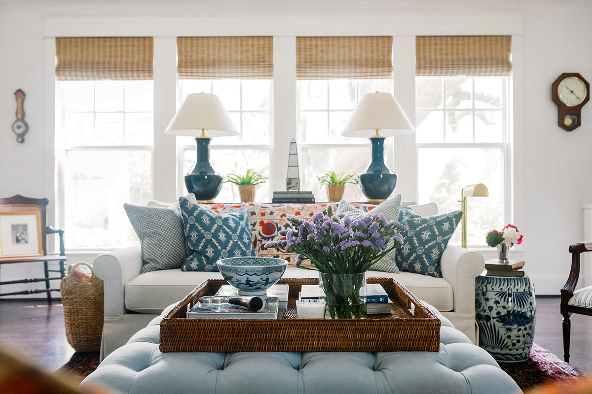 Blue and White Living Room