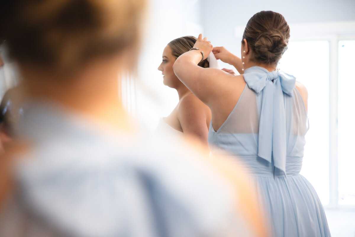 Bride getting hair done