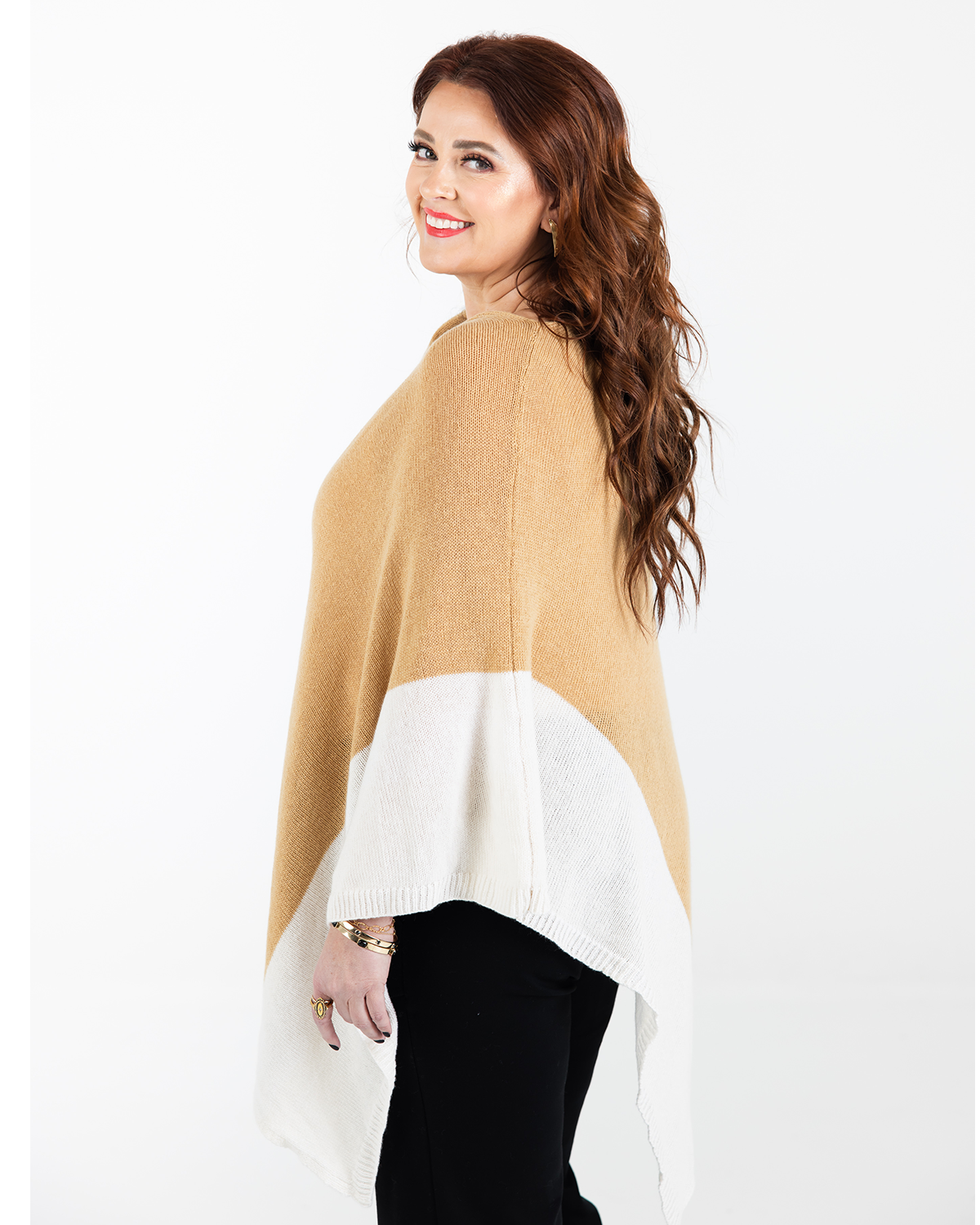 Sun Valley Poncho Cashmere Camel Cream Heidi Hennessy
