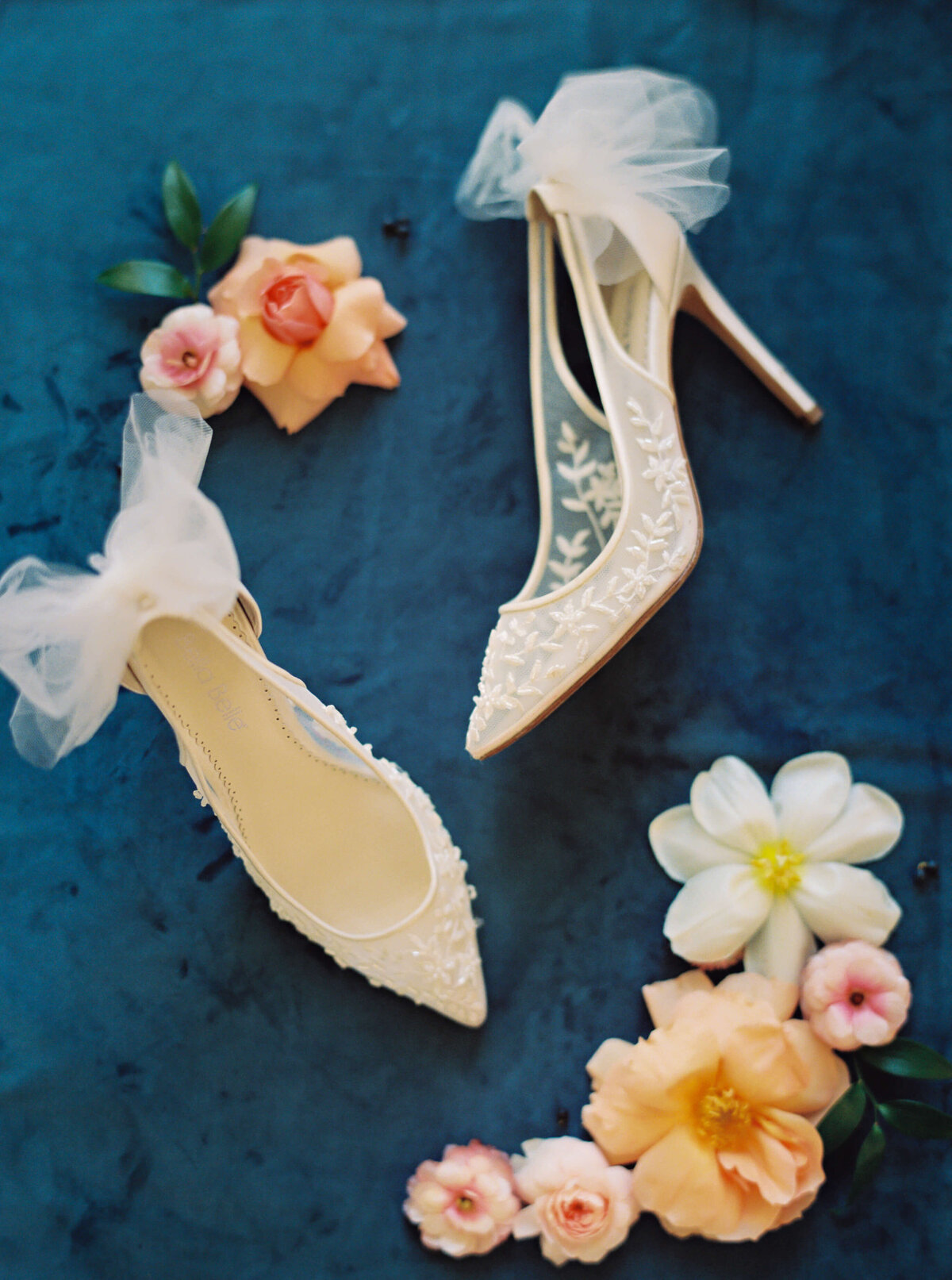Lace bridal shoes by Bella Belle