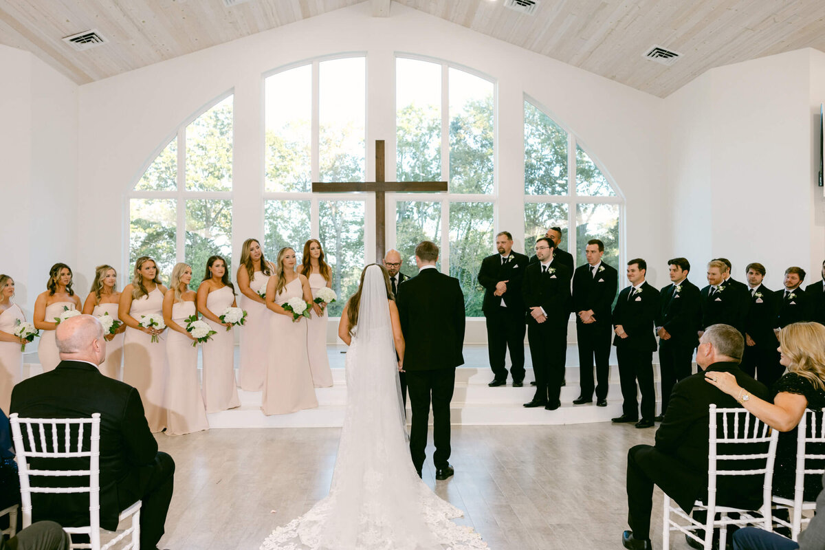A wedding photo of the bride and groom during the cermeony