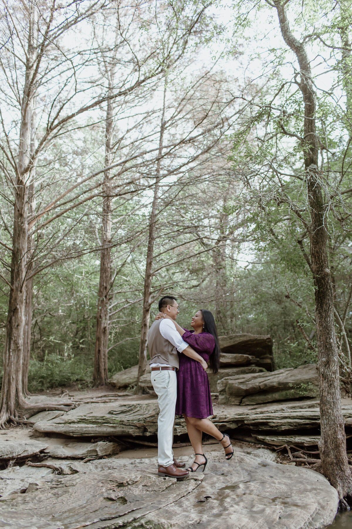 An engagement session at Stone Creek Park in Flower Mound captured by Fort Worth Wedding Photographer, Megan Christine Studio