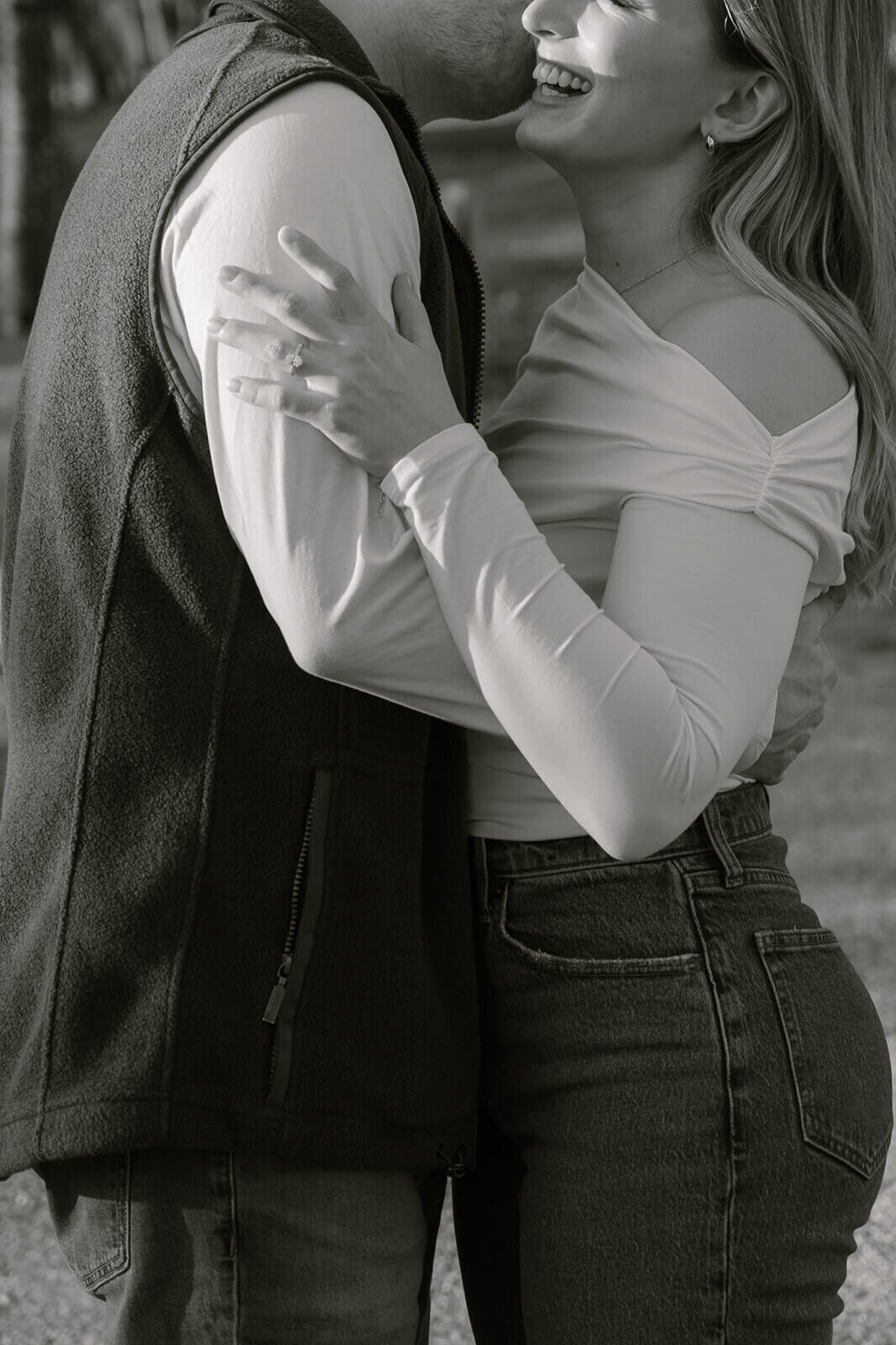 couple laughing during their engagement session