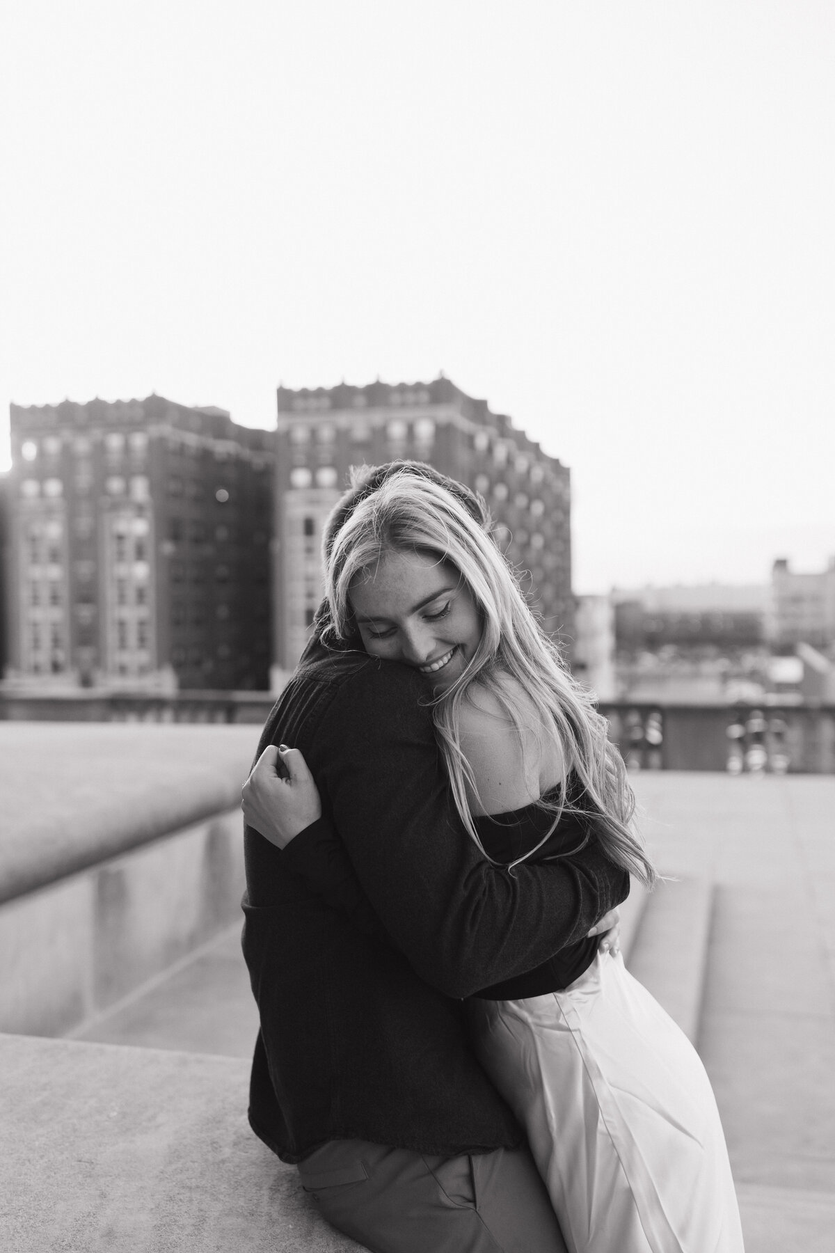 Black and white Indianapolis engagement photography session