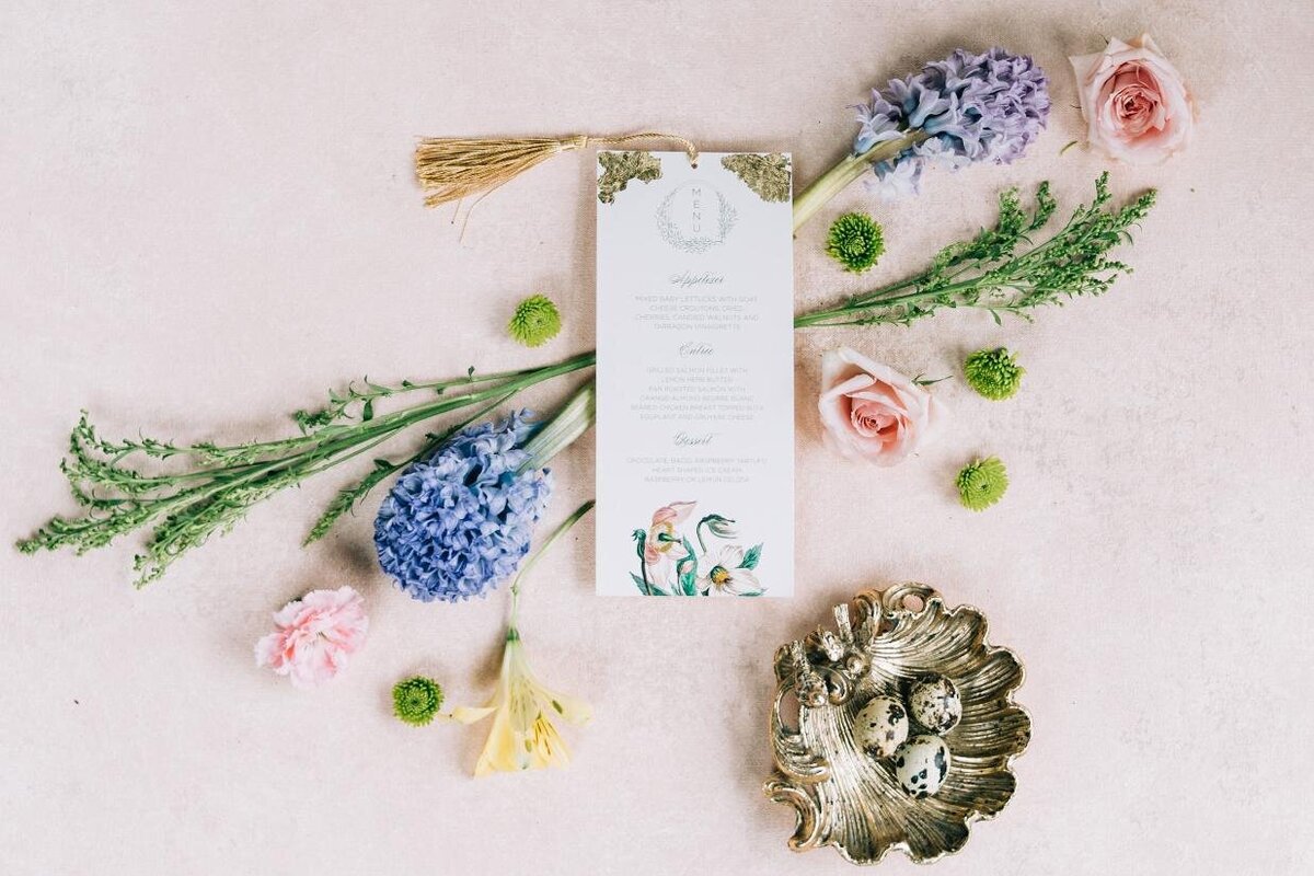 Blush and green wedding menu 1