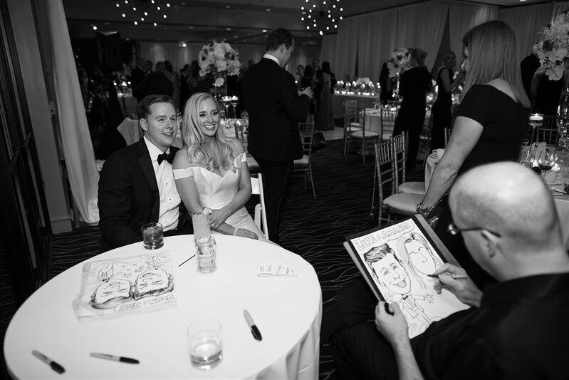 sanctuary-camelback-resort-wedding-reception-caricature-artist