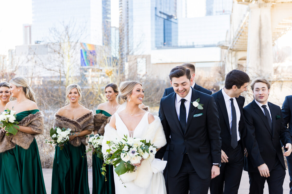Bride and groom with wedding party at Tennessee State Museum