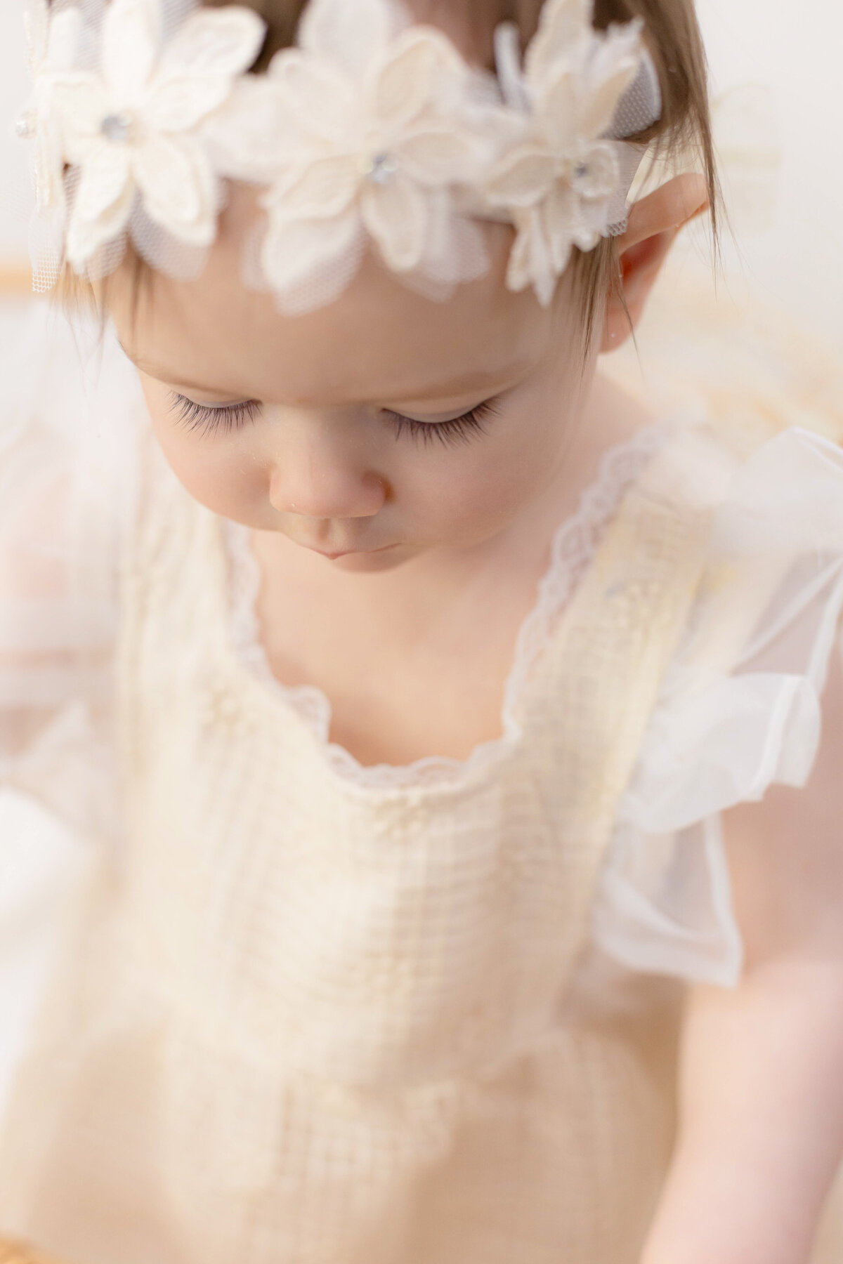 Baby's first birthday milestone by a Provo Utah photographer in a bright, clean studio in Lehi Utah.