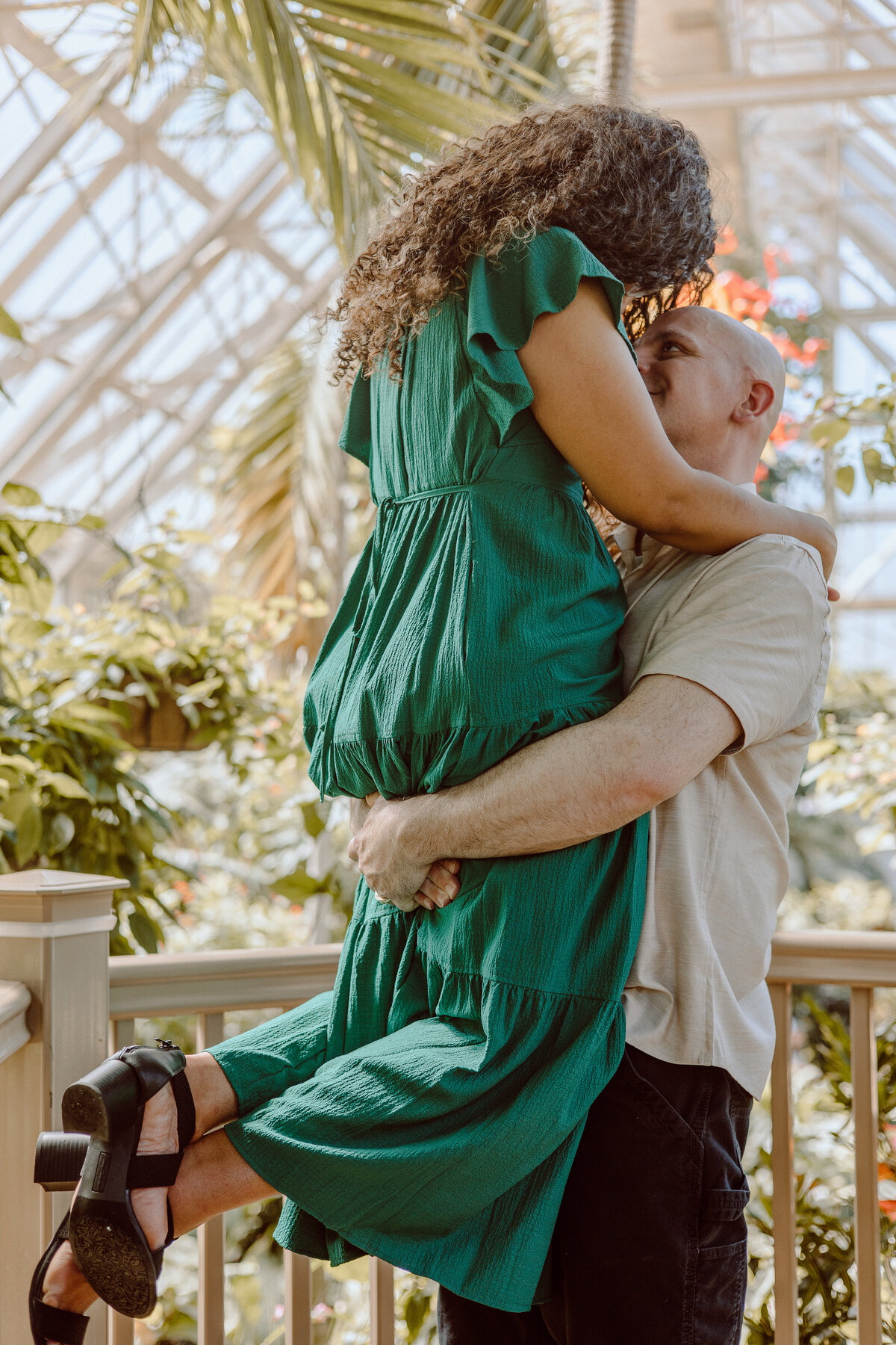 green house engagement photos