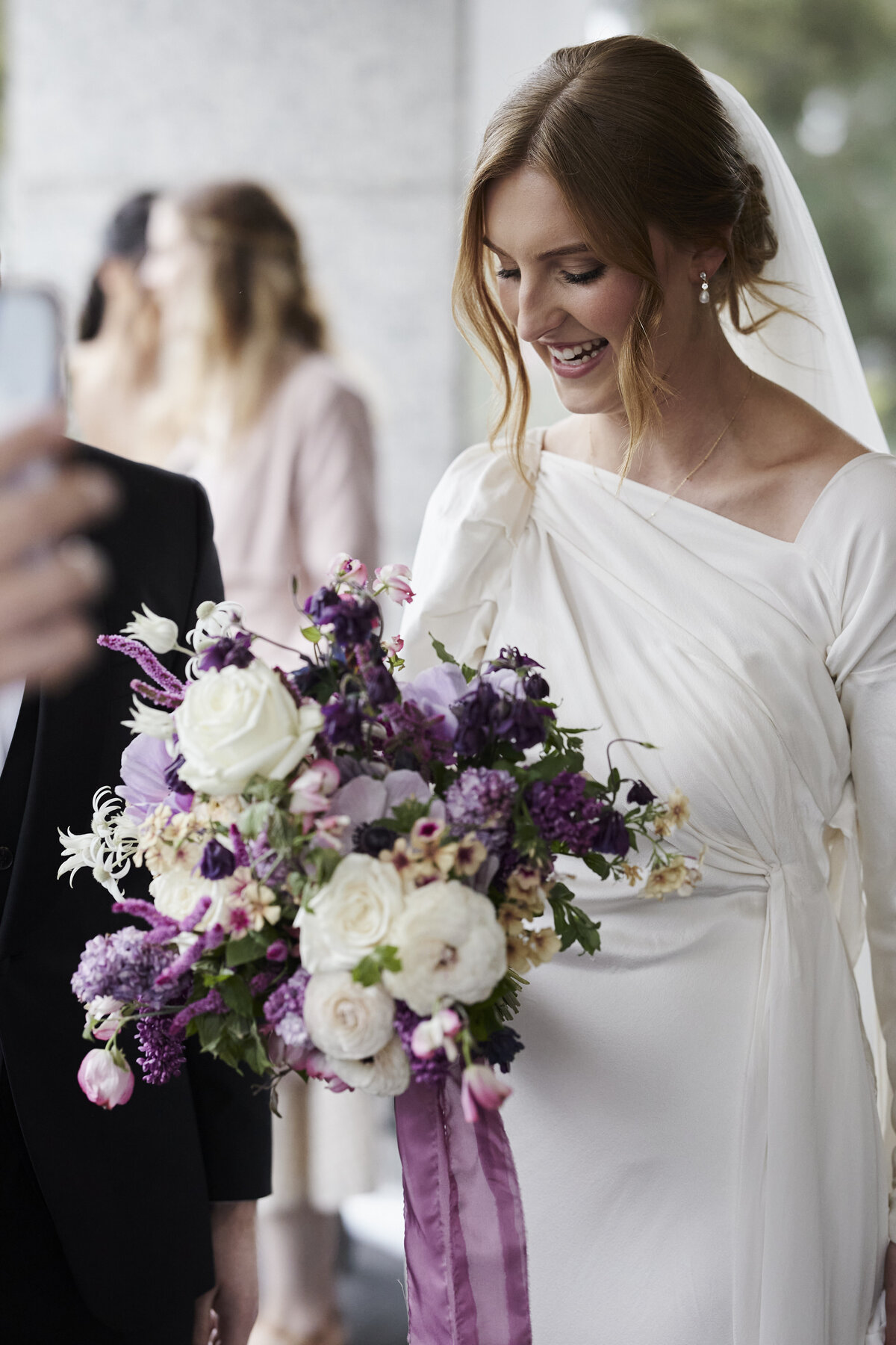 Bride Holding Lilac Bouquet