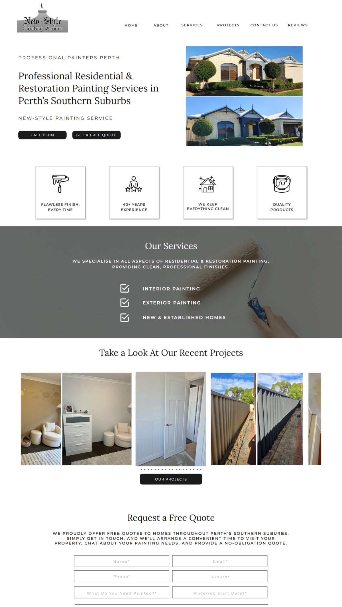 Website design for New-Style Painting Service by Karla Jane Web Design – clean, professional layout for a local WA painting business.