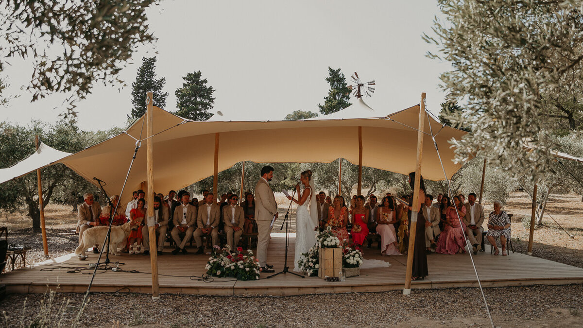 Wedding ceremony at Chateau Canet in Carcassonne.
