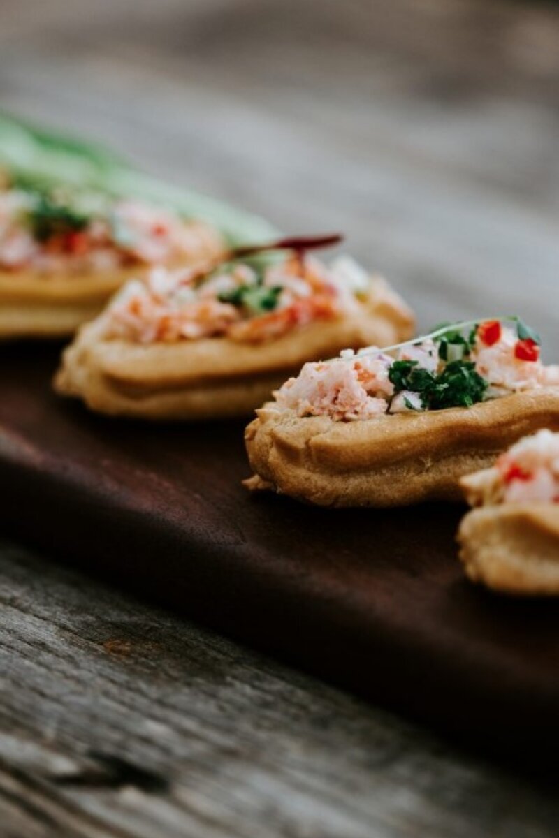 lobester rolls in  pate a choux rolls at Willowbrook wedding venue
