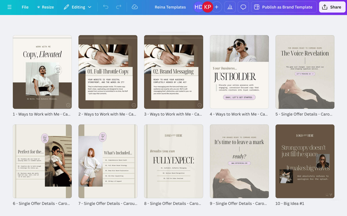 kimberly showit website template for coaches, course creators, and service providers