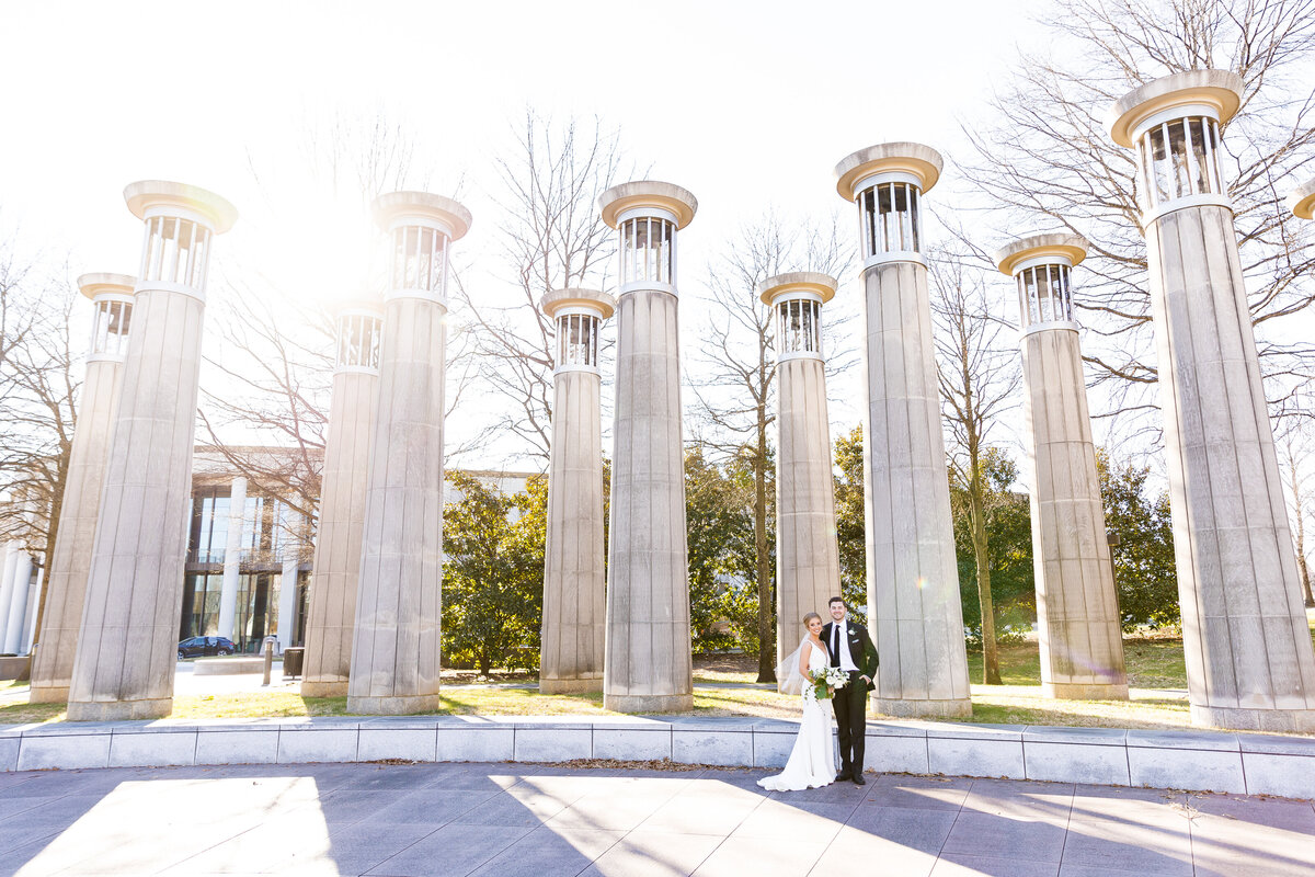 Bride and groom portraits at  Tennessee State Museum wedding, Nashville