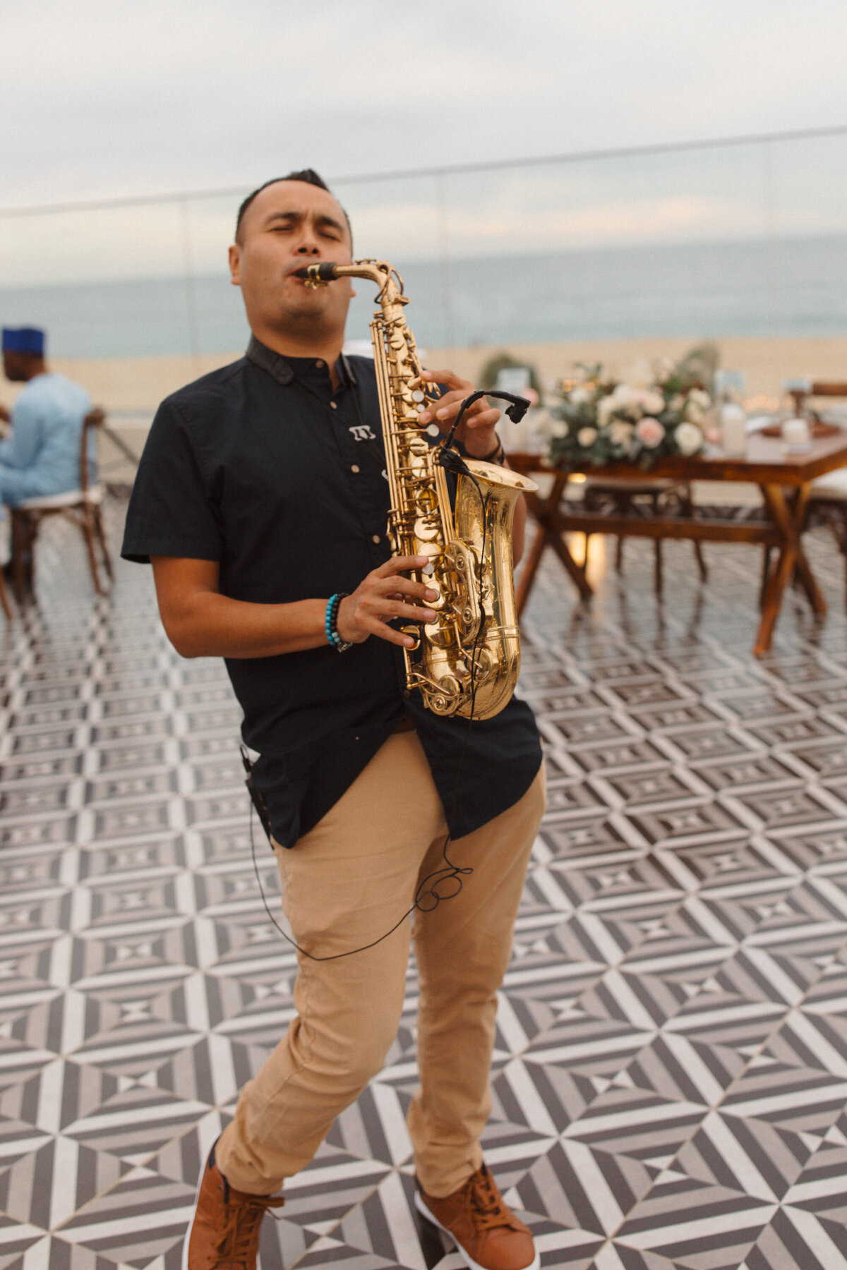 Saxaphone at cocktail hour at Hard Rock Cabo