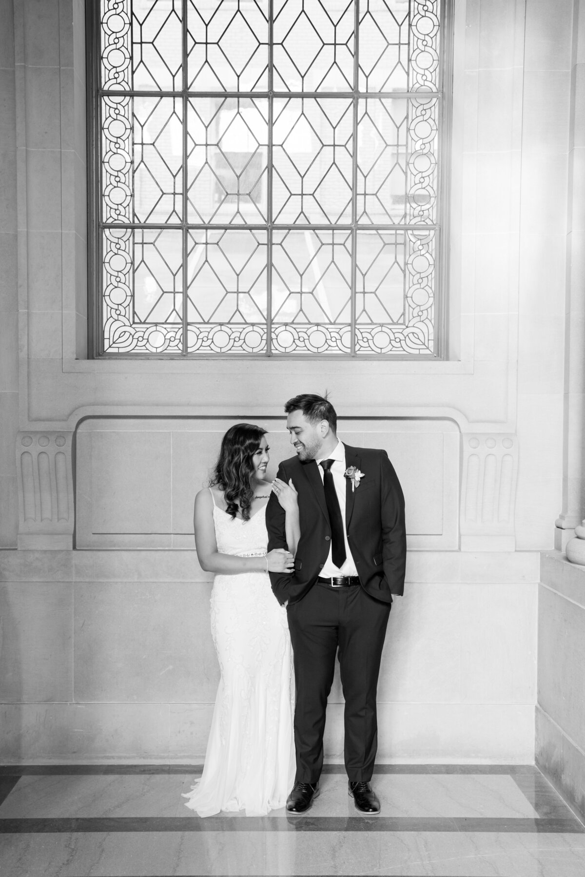 bride and groom SF City Hall wedding