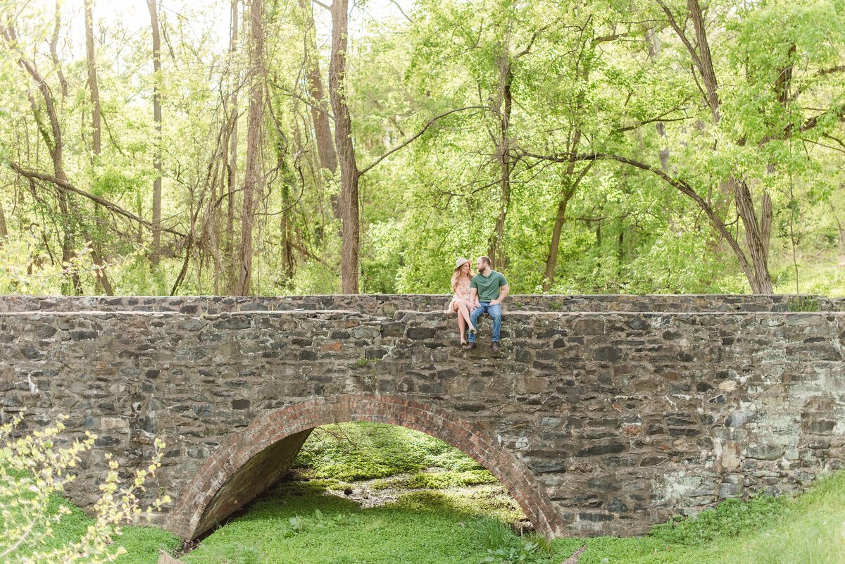 couple on stone bridge at Patapsco Valley Park