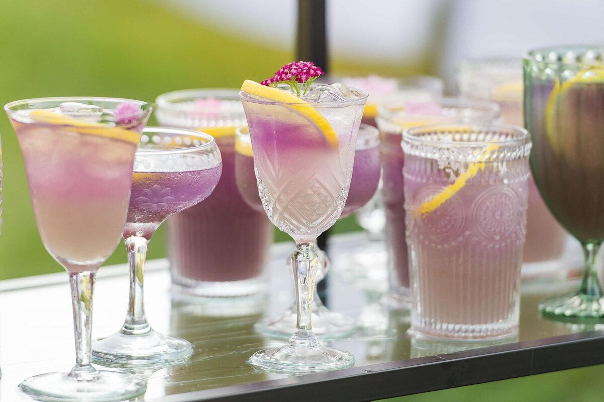 closeup photos of lavender specialty drinks that were signature drinks as part of Soiree in the Field event.  Captured by Ottawa Event Photographer JEMMAN Photography COMMERCIAL