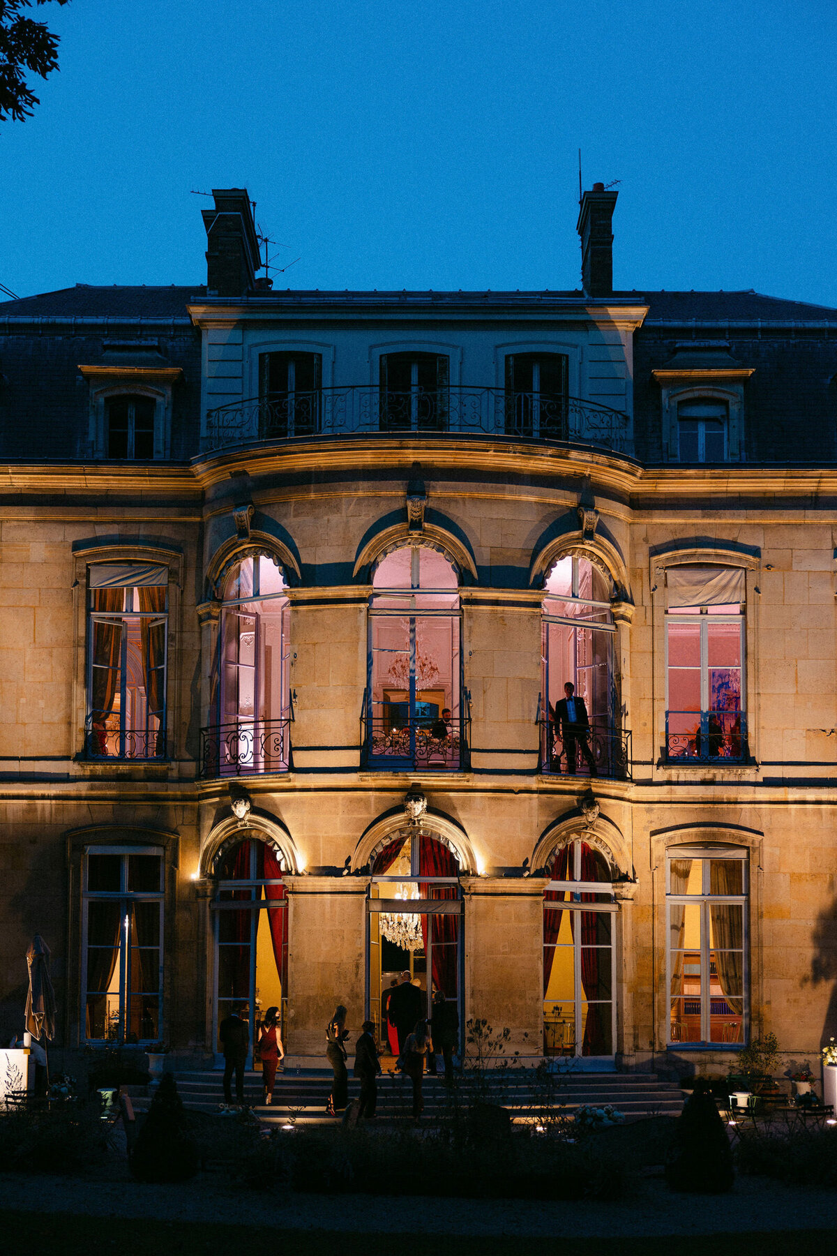 Night shot of the beautiful Maison de l'Amerique Latine.
