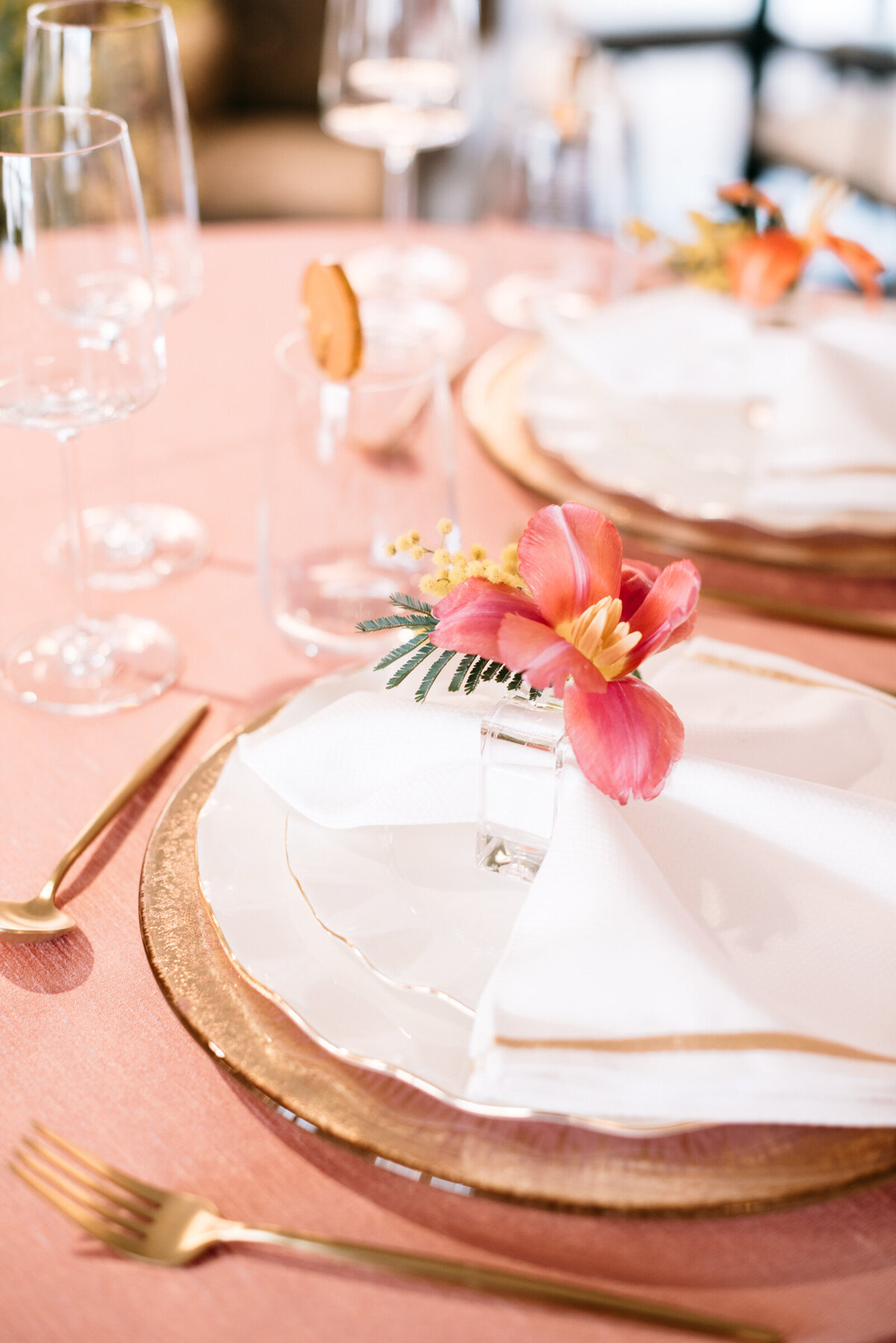 colorful wedding tablescape details