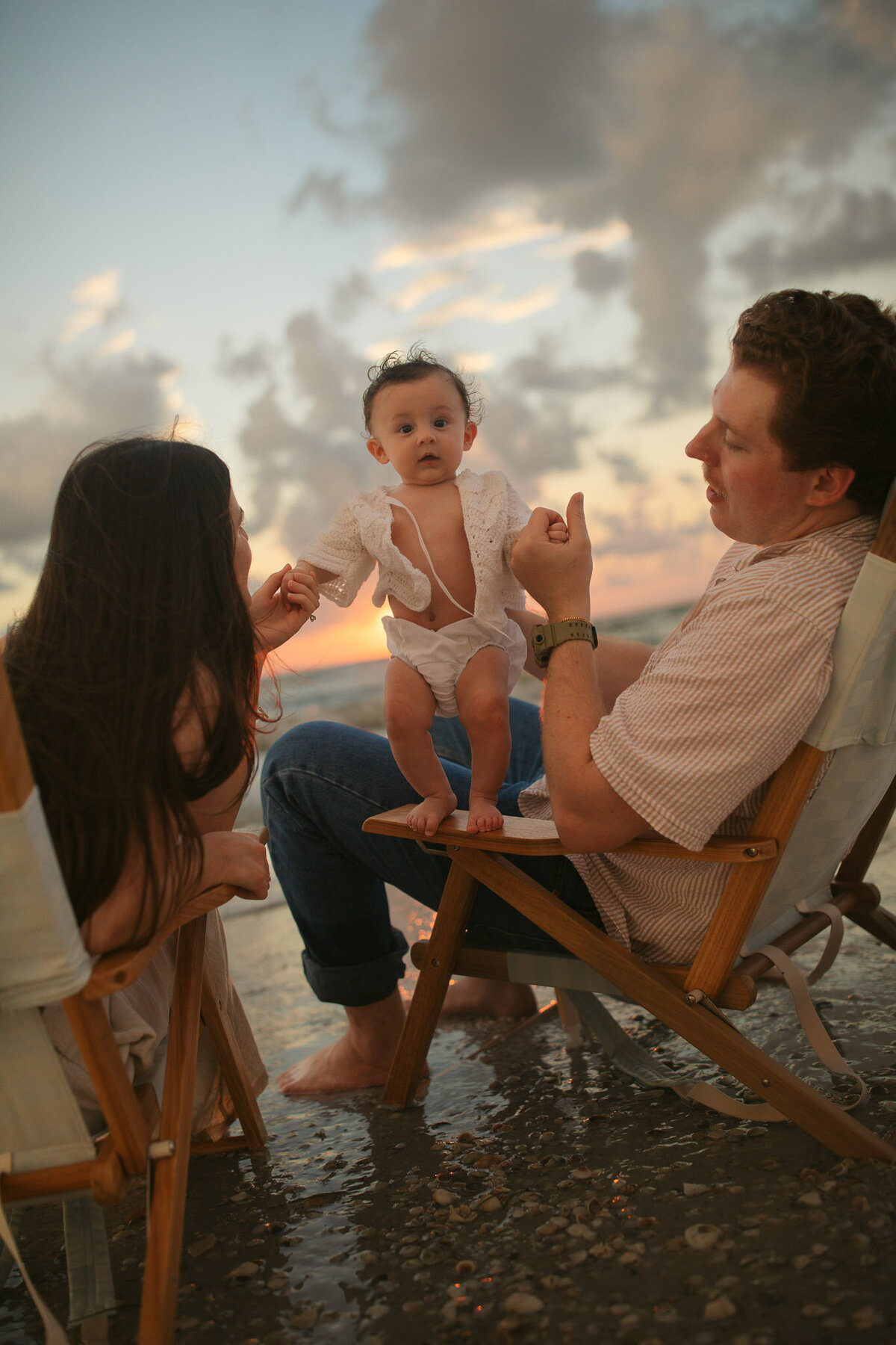 Family beach photos at sunset