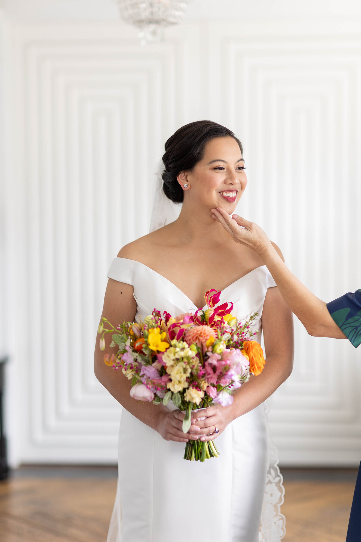 Bride holding a bouquet of flowers