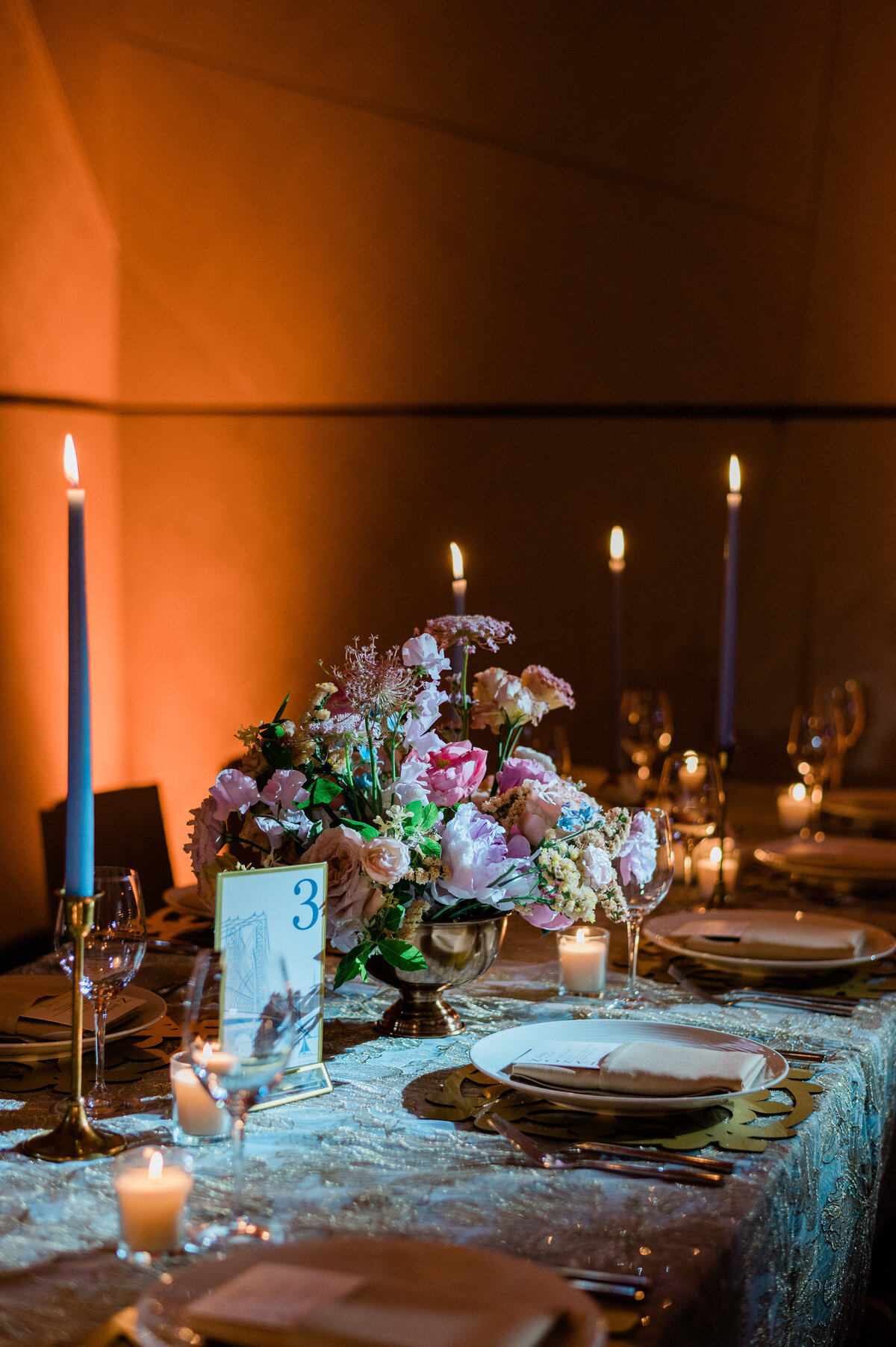 Reception table before the party begins